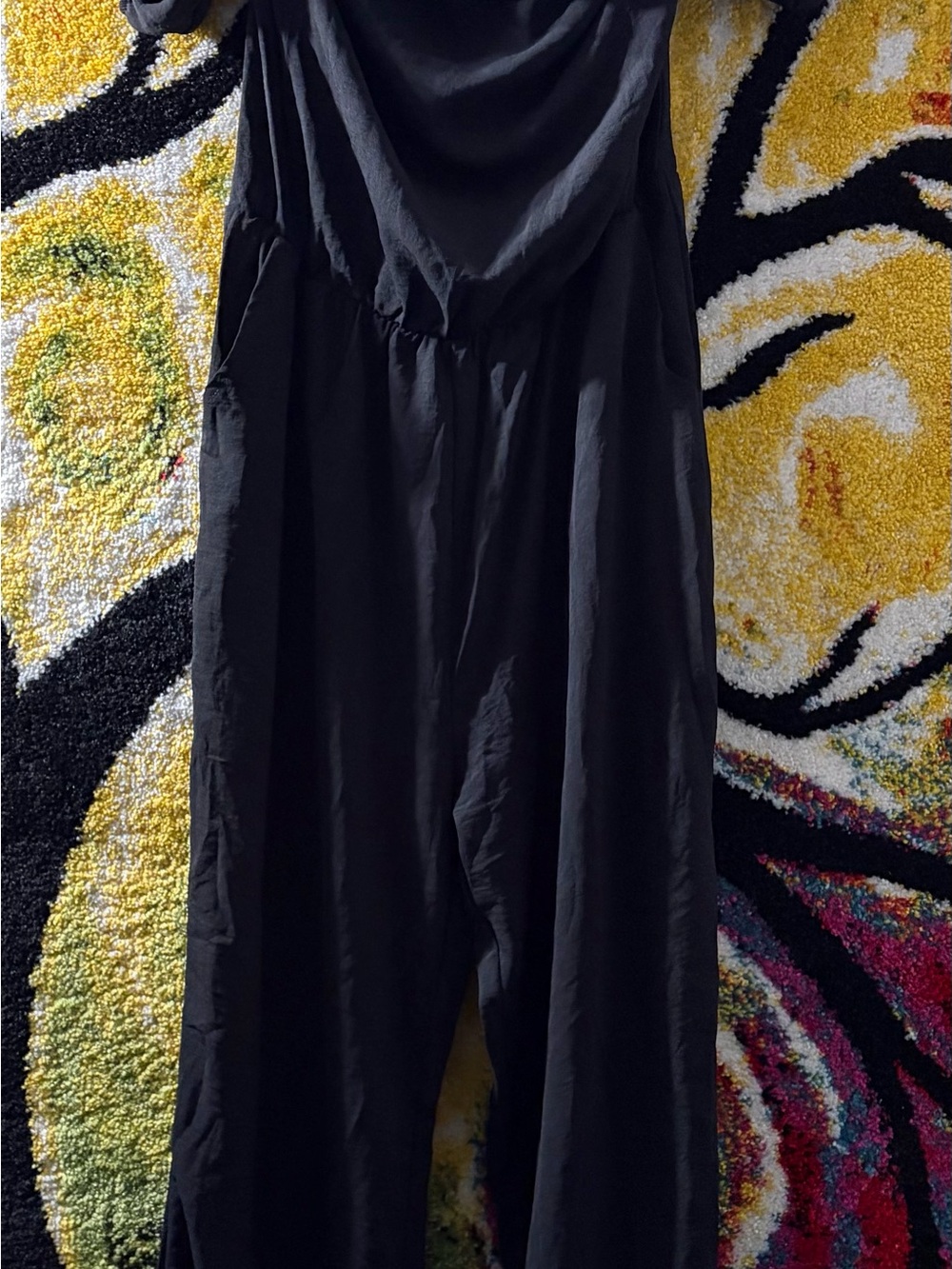 Black Off-Shoulder Ruffle Jumpsuit - Picture 2 of 4